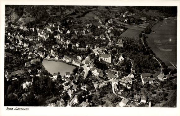 Postcard Bad Liebenzell in the Black Forest, aerial photograph