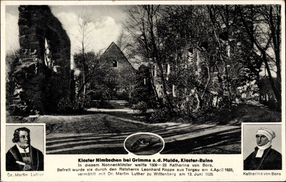 Ak Nimbschen Böhlen Grimma in Saksen, klooster, Dr. M. Luther, Catharina van Bora