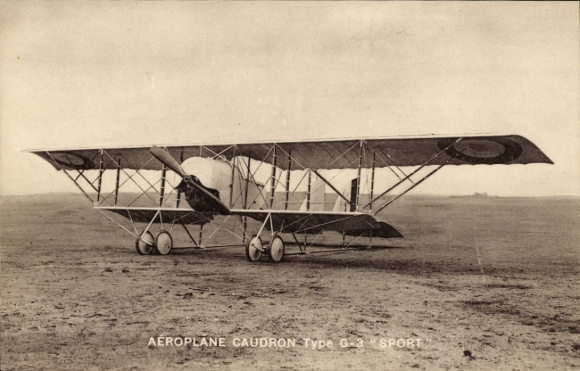 Postcard French military aircraft Caudron G3 Sport