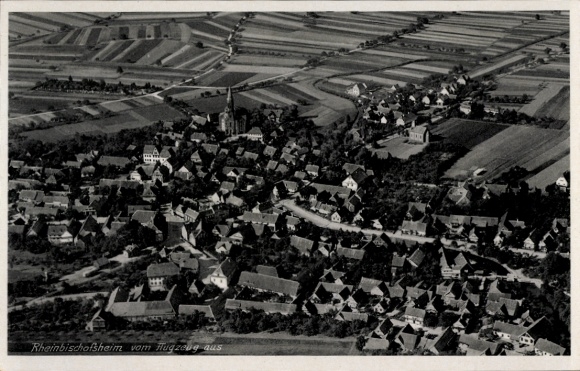 Ak Rheinbischofsheim Rheinau, Fliegeraufnahme