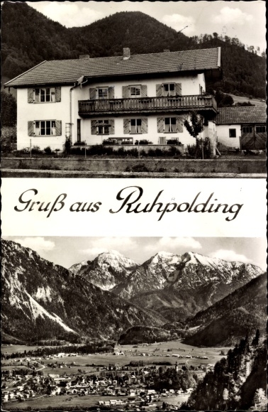 Postcard Ruhpolding in Upper Bavaria, general view, Haus Schausbreitner, Barth Bacher Straße 2