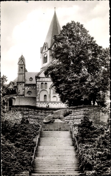 Postcard Sinzig am Rhein, war memorial, St. Peter's Church