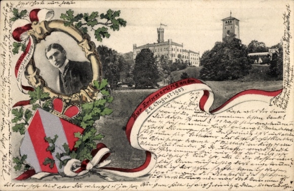 Postcard Waldenburg in Saxony, Castle, Prince of Schönburg-Waldenburg