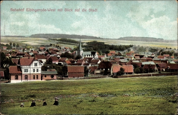Ak Elbingerode Oberharz am Brocken, west met uitzicht op de stad
