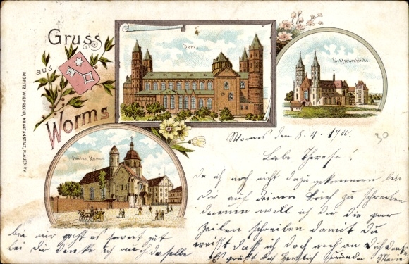 Chromo-Litho Worms am Rhein, Cathedral, Church