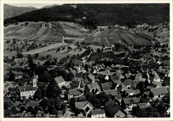 Postcard Laufen Sulzburg im Breisgau Hochschwarzwald, aerial photograph
