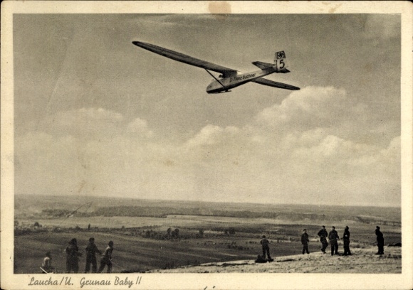 Ak Laucha an der Unstrut, Grunau Baby II, Segelflugzeug