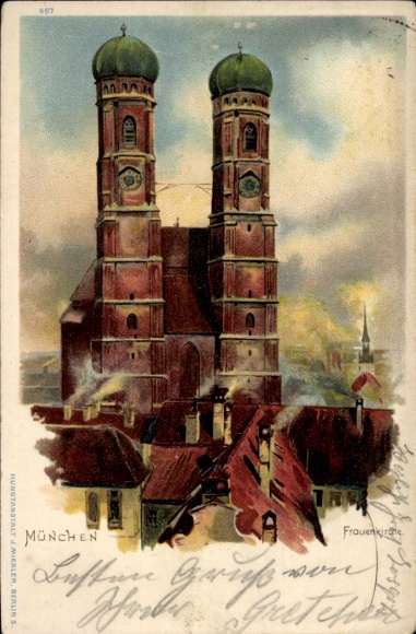 Artist Chromo-Litho Munich Bavaria, Frauenkirche