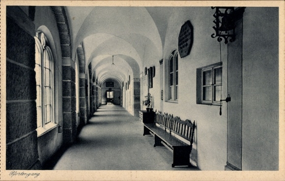 Postcard Zangberg Oberbayern, Educational Institute of the Salesian Sisters of St. Joseph, Pfortengang