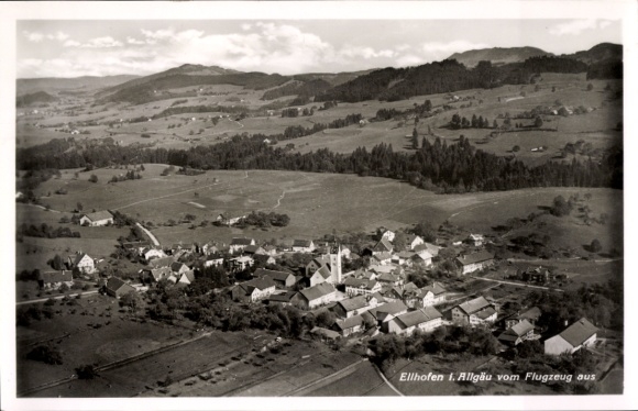 Postcard Ellhofen Weiler Simmerberg in Allgäu, aerial photograph