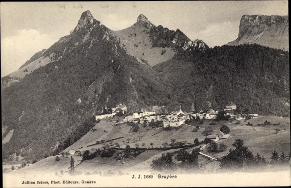 Postcard Gruyères Canton of Freiburg Switzerland, general view