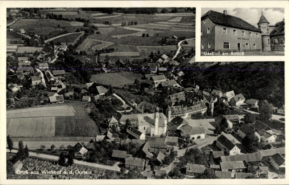 Ak Wiesent in der Oberpfalz, Luftaufnahme, Gasthof am Schloss
