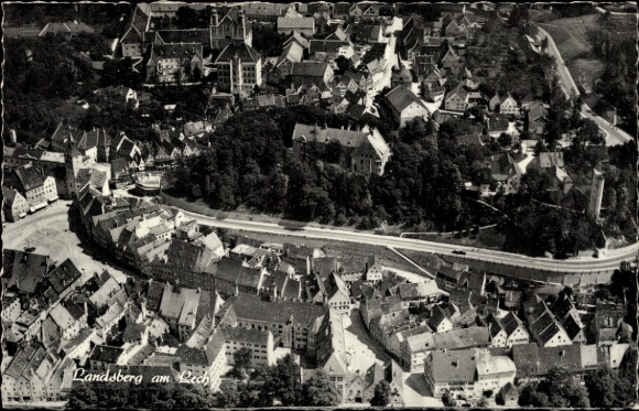 Postcard Landsberg am Lech Upper Bavaria, aerial photograph