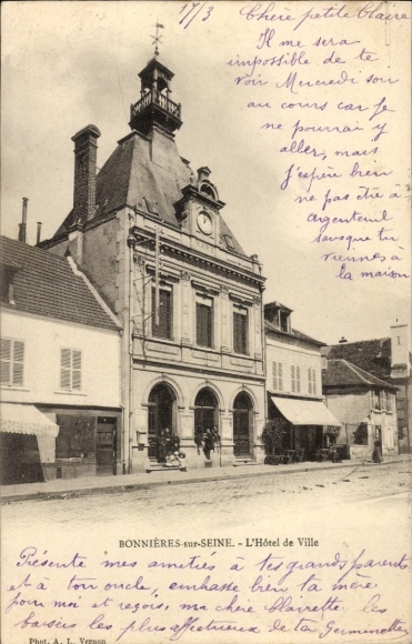 Postcard Bonnières sur Seine Yvelines, the town hall