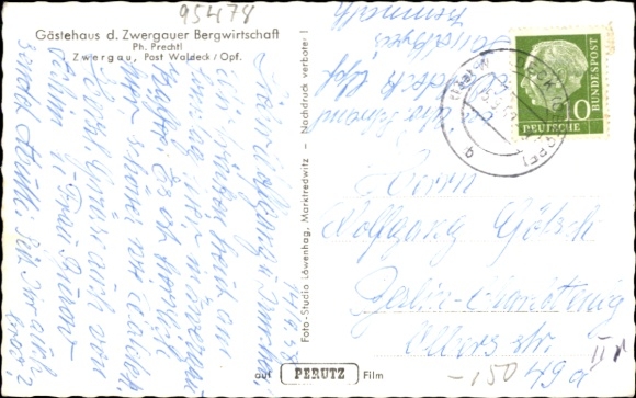 Postcard Zwergau Kemnath in the Upper Palatinate, guest house, rural building, surrounding nature, watercourse