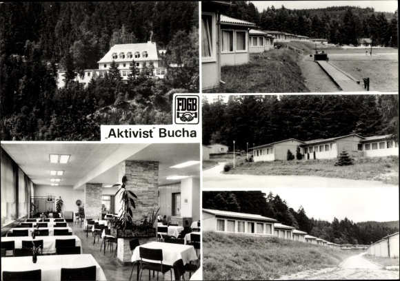 Ak Bucha Unterwellenborn in Thüringen, FDGB Erholungsheim Aktivist, Innenansicht, Bungalows