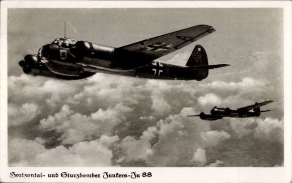 Ak Deutsche Luftwaffe, Kampfflugzeug Junkers Ju 88,  Horizontal- und Sturzbomber