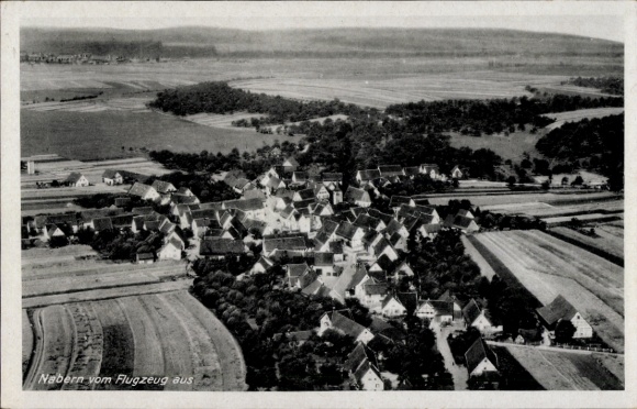 Postcard Nabern Kirchheim unter Teck Württemberg, aerial view of rural surroundings, several houses