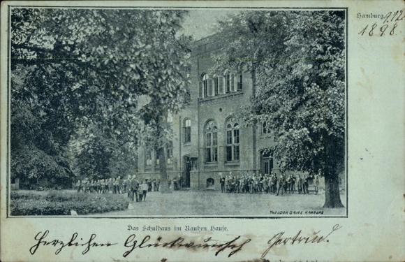 Postcard Hamburg Mitte Horn, Rauhes Haus, Schoolhouse