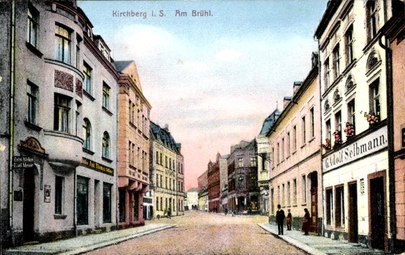 Postcard Kirchberg in Sachsen, Brühl, shop G. Adolf Selbmann