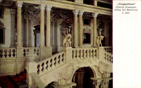Ak Pommersfelden in Oberfranken, Schloss, Treppenhaus