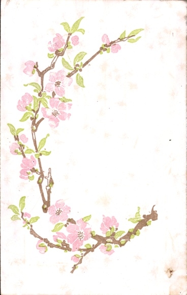 Postcard Pink flowers on a branch