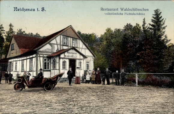 Postcard Reichenau in the Erzgebirge, Restaurant Waldschlösschen, Fichtelschänke