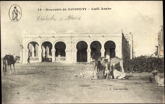Ak Djibouti Dschibuti, Cafe Arabe, arabisches Kaffeehaus