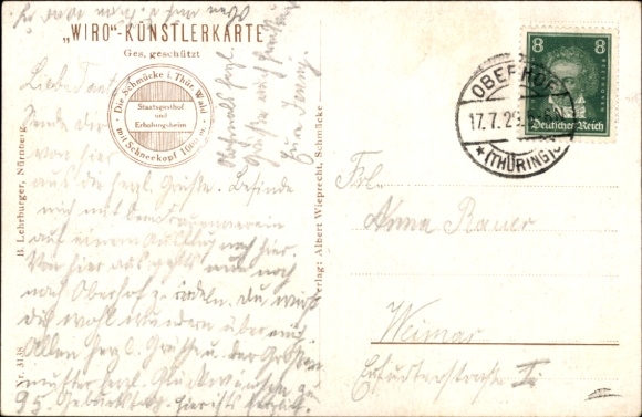 Artist Postcard The Schneekopf, observation tower