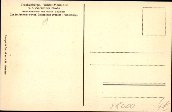 Postcard Dresden, Trachenberge, Wilder-Mann-Gut from Marsdorfer Straße