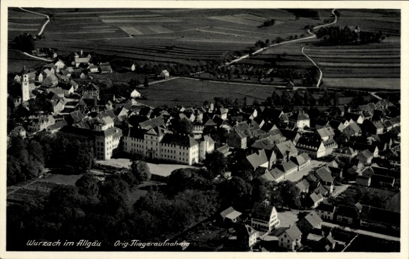 Postcard Bad Wurzach in Upper Swabia, aerial photograph