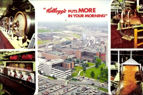 Ak Battle Creek Michigan USA, Kellogg Company, luchtfoto, interieur, productie
