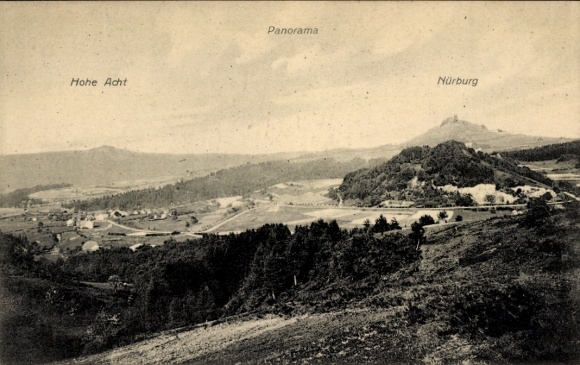 PC Nürburg in the Eifel, landscape, Hohe Acht, panorama, historical PC