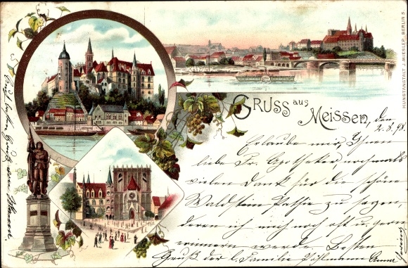 lito Meissen nad Łabą, pomnik, zamek, widok na miasto