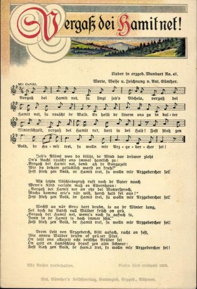 30 song cards, Anton Günther