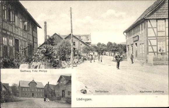 KP Lödingsen Adelebsen Dolna Saksonia, Dorfstrasse, Kaufmann Lohrberg, Gasthaus Fritz Philipp
