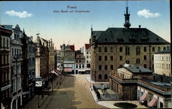 Postcard Poznań Poznan, Old Market, Main Guard