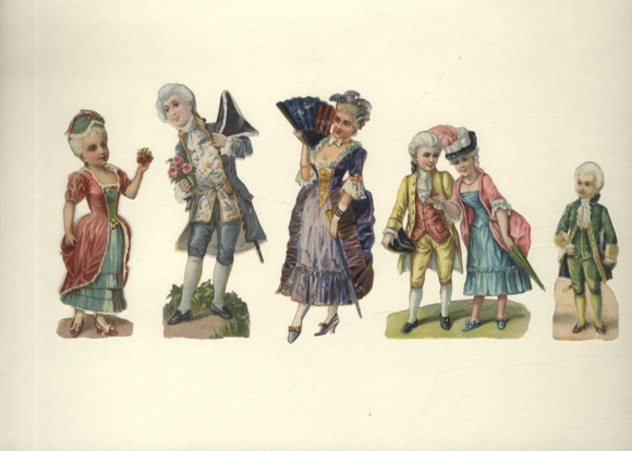 5 wafli dzieci w sukienkach rokokowych, 12 x 4,5 cm, 10 x 7,5 cm, 8 x 3,5 cm