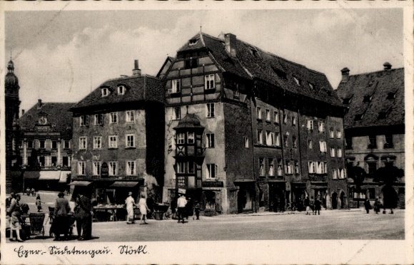 PC Hohenberg an der Eger Upper Franconia, PC with town scene, house front, market square