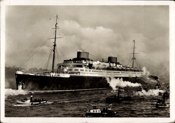Postcard Turbine Express Steamer Europa, North German Lloyd Bremen