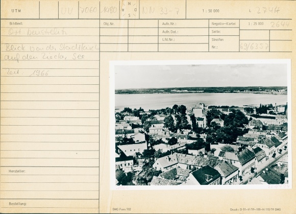 Photo Neustrelitz in Mecklenburg, view from the town church to Lake Zierker, 1966