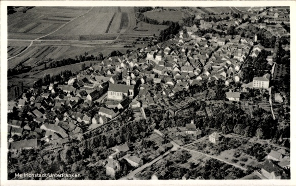 Postcard Mellrichstadt in Lower Franconia, aerial photograph