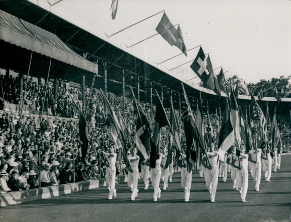 foto Stockholm Zweden, Openingsceremonie van de Lingiade 1939