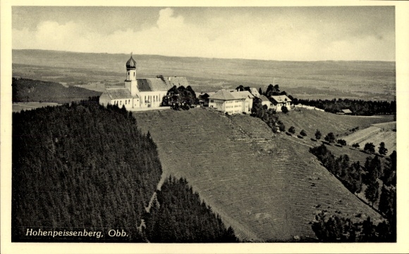 Postcard Hohenpeißenberg Peißenberg Upper Bavaria, aerial photograph