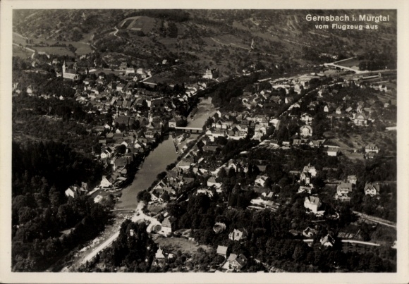 Ak Gernsbach im Murgtal Schwarzwald, Fliegeraufnahme