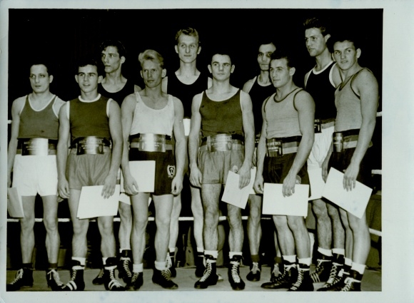 Photo boxing, GDR Championships 1955, Behrendt, Caroli, Lempio, Pracht, Labahn, Robak, Gutschmidt