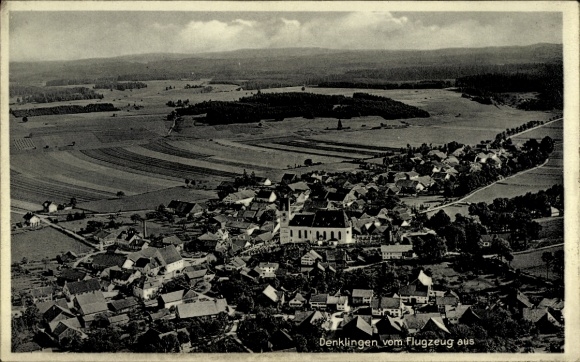 Postcard Denklingen in Swabia Upper Bavaria, aerial view of extensive landscape, settlements
