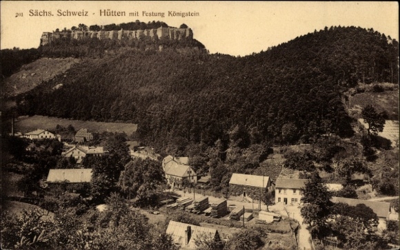 Ak Königstein an der Elbe Sächsische Schweiz, Festung Königstein, Hütten