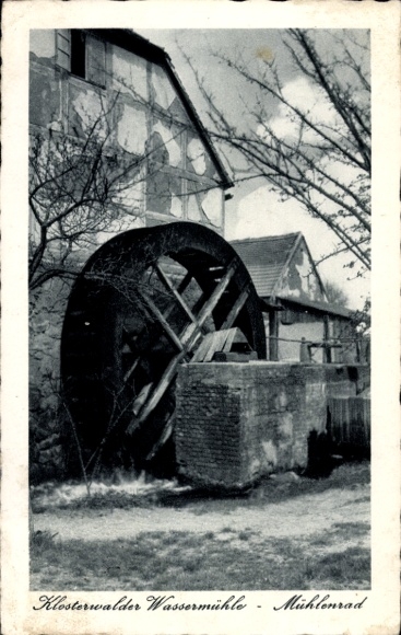 Ak Klosterwalde Templin in der Uckermark, Klosterwalder Wassermühle, Mühlenrad