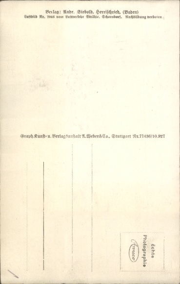 Postcard Herrischried am Hotzenwald, aerial photograph